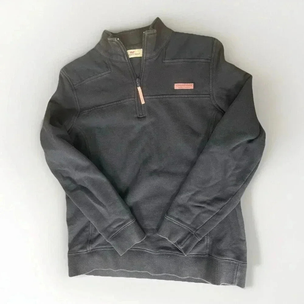 Vineyard Woman’s Pullover‎ Collard Quarter Zip Navy Blue Sweater Medium